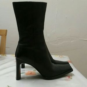 Black Leather Heeled Boots